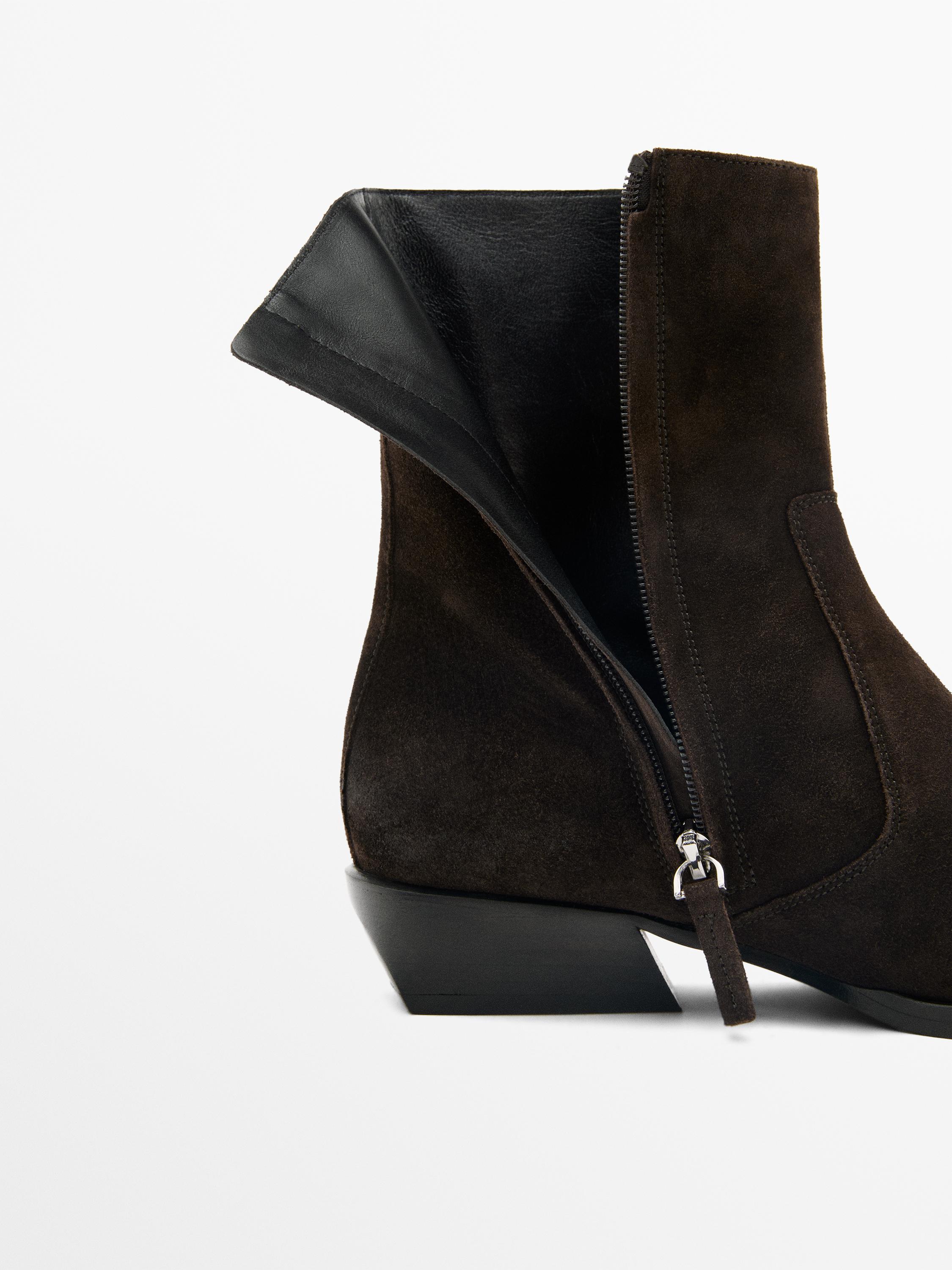 Bottines en croûte de cuir brossées